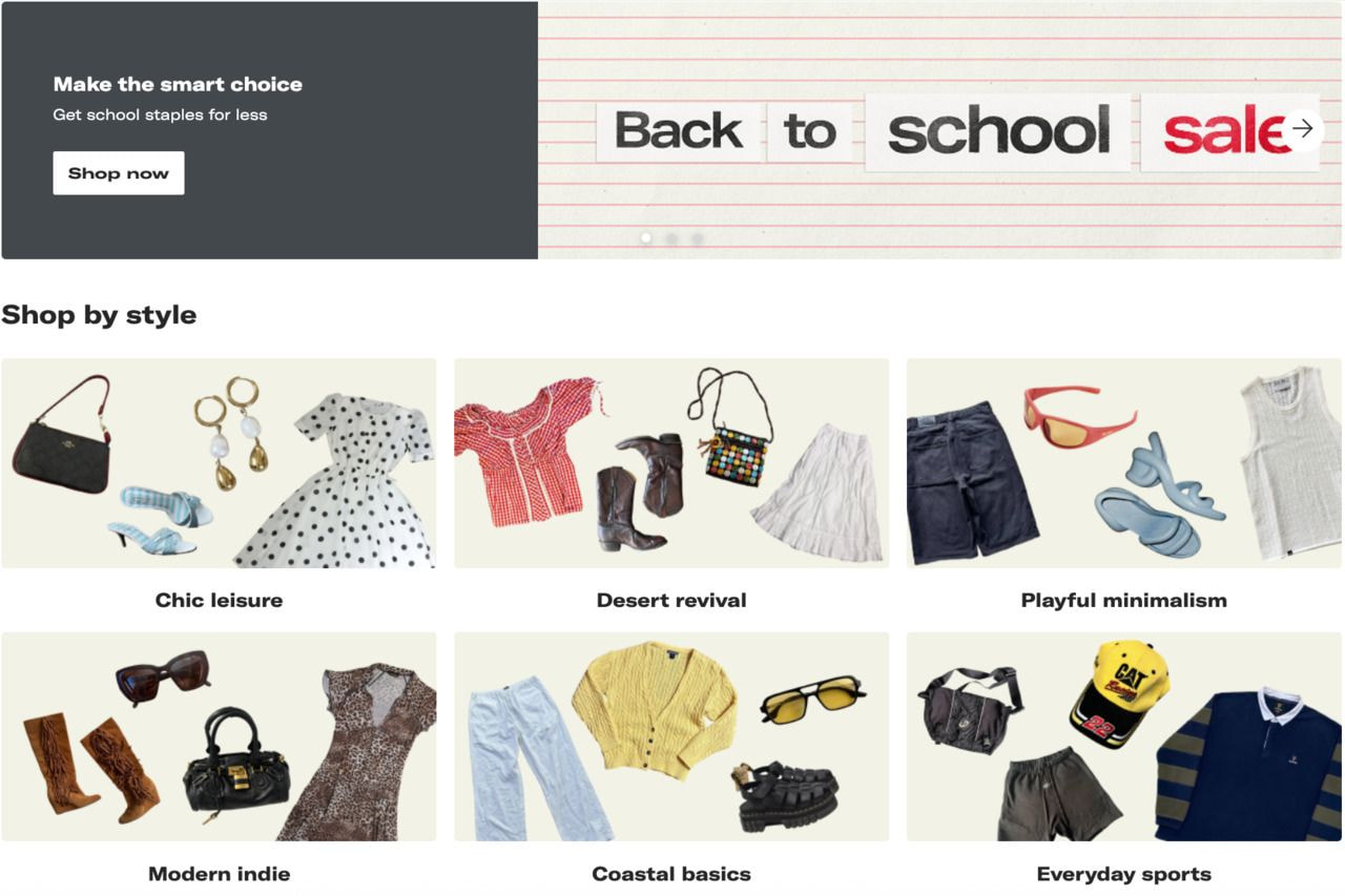 A screenshot of a Depop landing page.